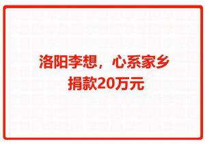 洛陽李想，心系家鄉 捐款20萬元